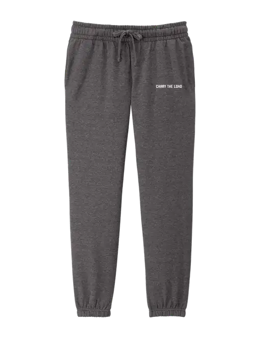 District Womens Heathered Charcoal Fleece Sweatpants w/Carry The Load Logo