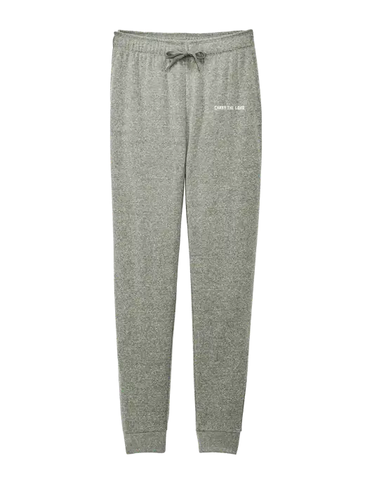 District Womens Dark Medium Grey Mid-Rise Fleece Jogger w/Carry The Load Logo