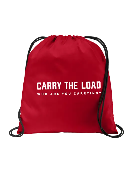 Drawstring True Red Cinch Pack w/Carry The Load Tagline Logo