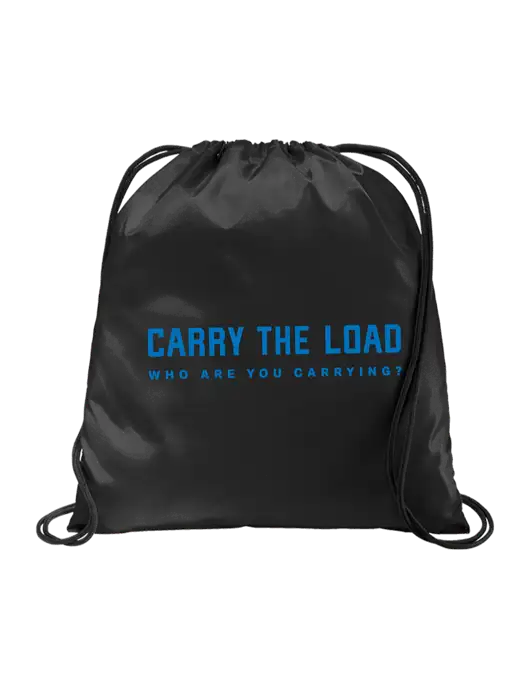 Drawstring  Black Cinch Pack w/Carry The Load Tagline Logo