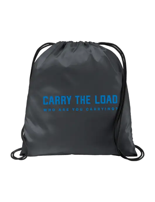 Drawstring  Graphite Grey Cinch Pack w/Carry The Load Tagline Logo