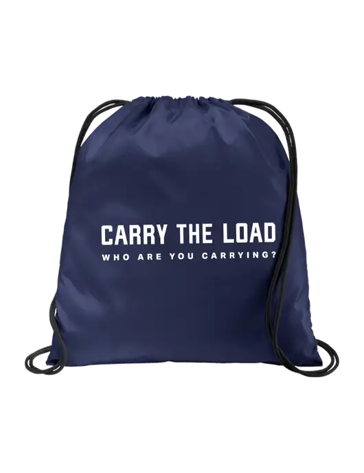 Drawstring  True Navy Cinch Pack w/Carry The Load Tagline Logo