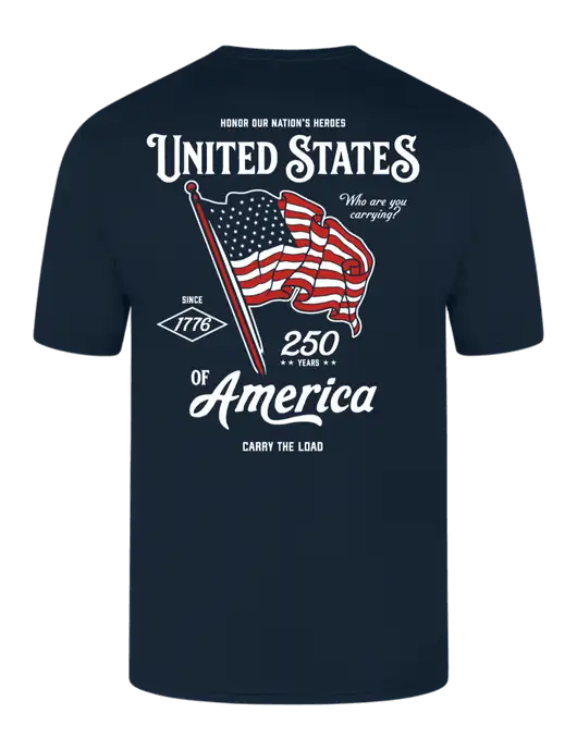 Simply Soft Navy 4.5oz  Poly/Combed Ring Spun Cotton T-Shirt w/United States 250th Logo, America 250 logo